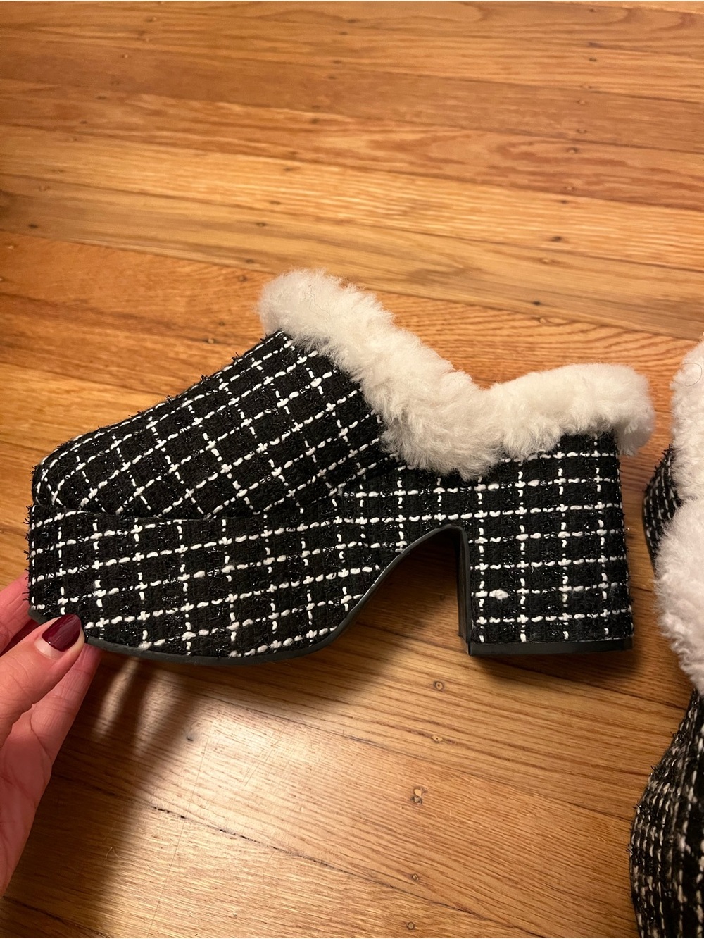 Larroude Tweed Platform Clogs